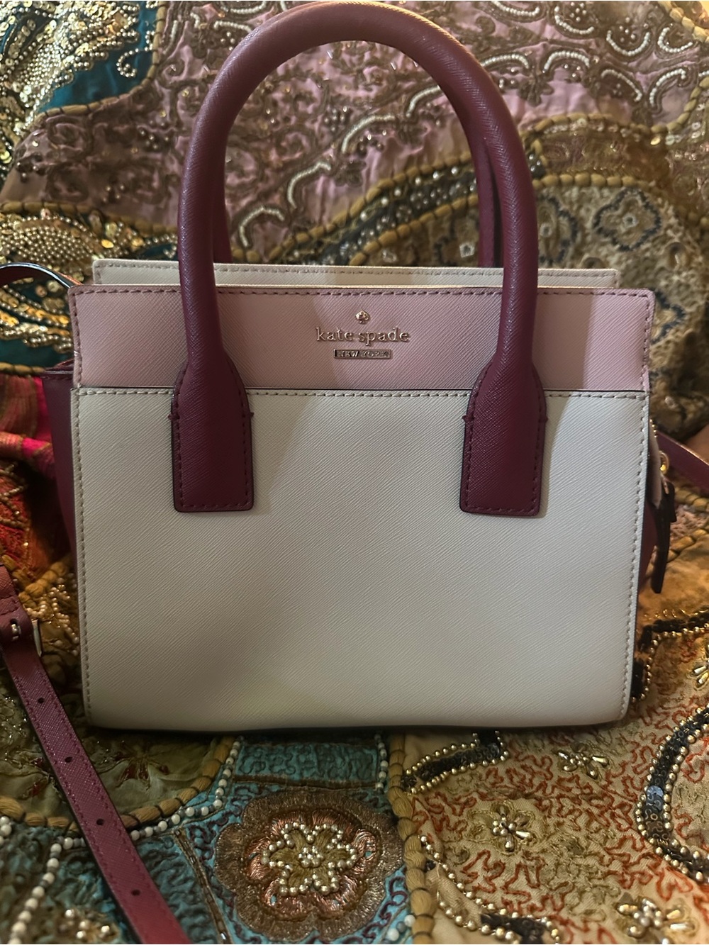 kate spade Cameron Street Two-Tone Pink, White & Berry Small Satchel